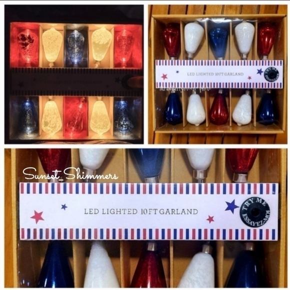 4TH July Patriotic LED Mercury Glass String Lights Red White Blue Decoration New - Picture 1 of 8